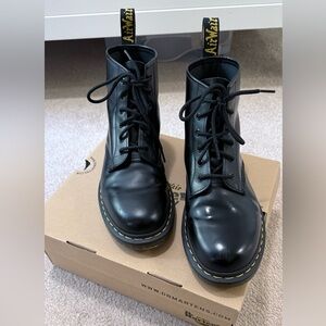 Dr. Martens Black Boots with Yellow Stitching